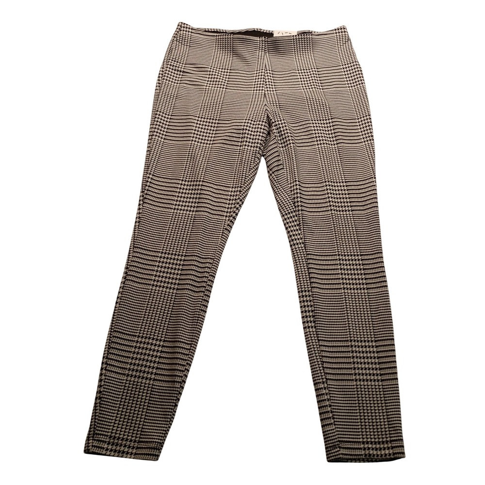 Jules & Leopold Houndstooth Glen Plaid Leggings Black White Casual Size L NWT